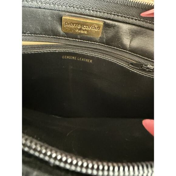 Vintage Pierre Cardin Clutch Leather Black Pouch Gold Hardware - Picture 6 of 7